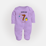 7 Month Old Baby Clothing | Custom Full Sleeve Bodysuit/ Sleep Suit/ Jumpsuit Design | Ideal for Gifting - LILAC - New Born (Chest 7.5")
