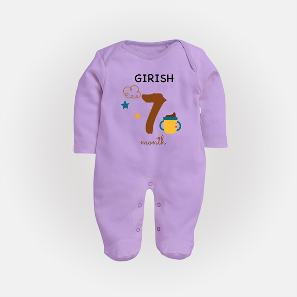 7 Month Old Baby Clothing | Custom Full Sleeve Bodysuit/ Sleep Suit/ Jumpsuit Design | Ideal for Gifting - LILAC - New Born (Chest 7.5")