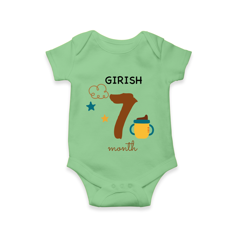 Celebrate Your Baby's Seventh Month With Our Uniquely Customized Baby Romper, Designed For Precious Moments - GREEN - 0 - 3 Months Old (Chest 16")