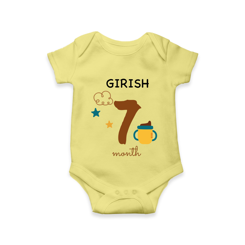 7 Month Old Baby Clothing | Custom Romper/Onesie Design | Ideal for Gifting - PASTEL YELLOW - New Born (Chest 14")