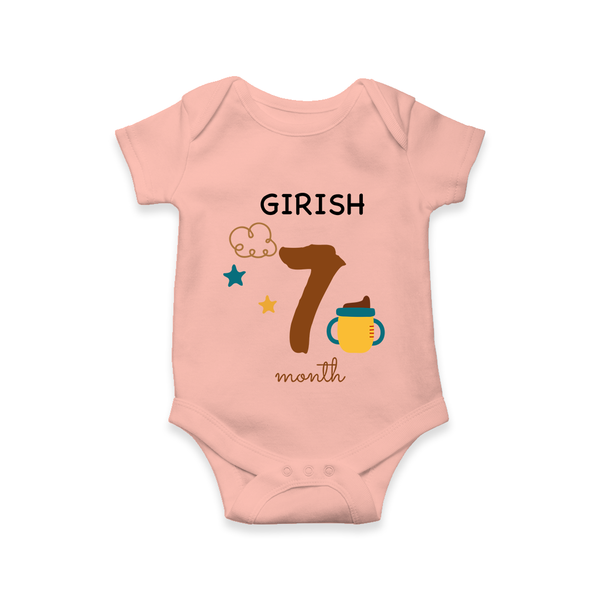 7 Month Old Baby Clothing | Custom Romper/Onesie Design | Ideal for Gifting - PEACH - New Born (Chest 14")