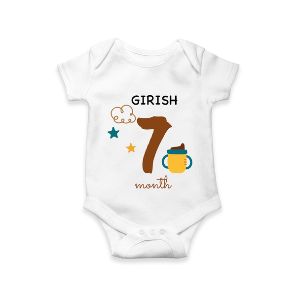 Celebrate Your Baby's Seventh Month With Our Uniquely Customized Baby Romper, Designed For Precious Moments - WHITE - 0 - 3 Months Old (Chest 16")