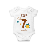 Celebrate The 7th Month Birthday Custom Romper, Personalized with your Baby's name - WHITE - 0 - 3 Months Old (Chest 16")