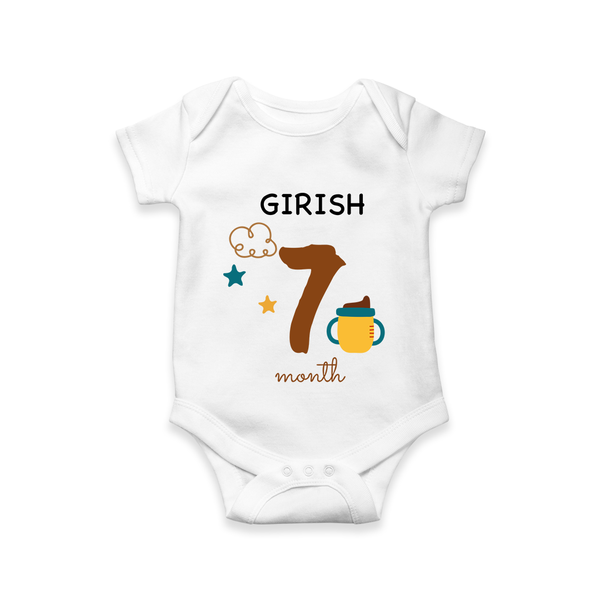 7 Month Old Baby Clothing | Custom Romper/Onesie Design | Ideal for Gifting - WHITE - New Born (Chest 14")
