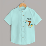 Celebrate The 7th Month Birthday with Custom Shirt, Personalized with your Baby's name - ARCTIC BLUE - 0 - 6 Months Old (Chest 21")