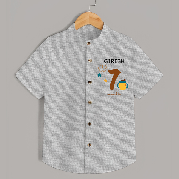 7 Month Old Baby Clothing | Custom Shirt Design | Ideal for Gifting - GREY - 0 - 6 Months Old (Chest 23")