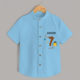 Celebrate The 7th Month Birthday with Custom Shirt, Personalized with your Baby's name - SKY BLUE - 0 - 6 Months Old (Chest 21")