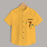 Celebrate The 7th Month Birthday with Custom Shirt, Personalized with your Baby's name - YELLOW - 0 - 6 Months Old (Chest 21")