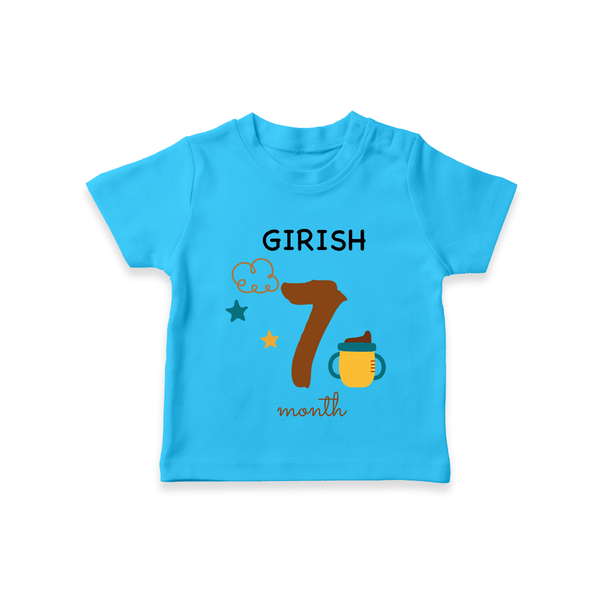 7 Month Old Baby Clothing | Custom T-Shirt Design | Ideal for Gifting - SKY BLUE - 0-5 Months Old (Chest 17")