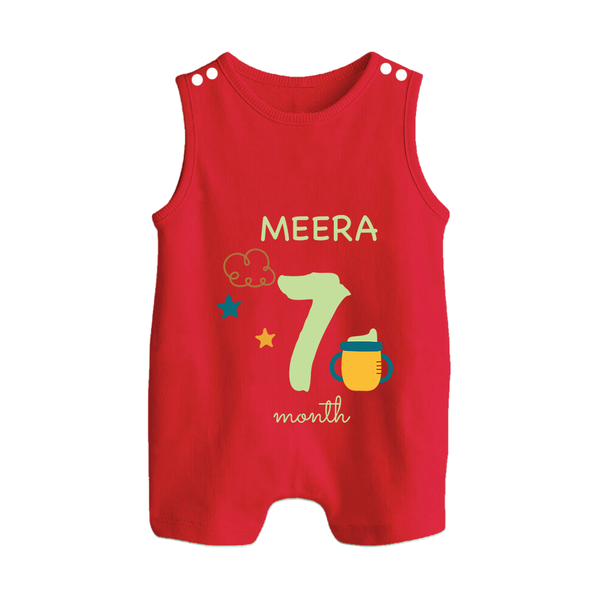 7 Month Old Baby Clothing | Custom Romper Suit/ Sleeveless Romper Design | Ideal for Gifting - RED - 0 - 5 Months Old (Chest 18")
