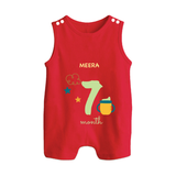 Celebrate Your Baby's Seventh Month With Our Uniquely Customized Baby Romper Suit, Designed For Precious Moments - RED - 0 - 5 Months Old (Chest 18")