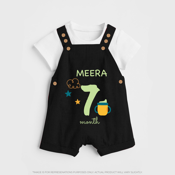 7 Month Old Baby Clothing | Custom Dungaree Set Design | Ideal for Gifting - BLACK - 0 - 5 Months Old (Chest 18")