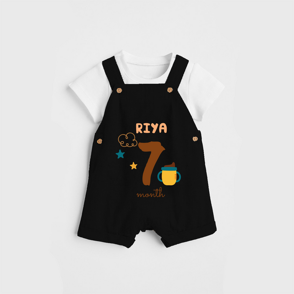 Celebrate The 7th Month Birthday Custom Dungaree, Personalized with your Baby's name - BLACK - 0 - 5 Months Old (Chest 17")