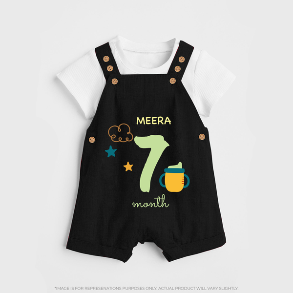 Celebrate Your Baby's Seventh Month With Our Uniquely Customized Baby Dungaree Set, Designed For Precious Moments - BLACK - 0 - 5 Months Old (Chest 18")