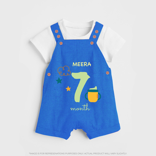 Celebrate Your Baby's Seventh Month With Our Uniquely Customized Baby Dungaree Set, Designed For Precious Moments - COBALT BLUE - 0 - 5 Months Old (Chest 18")