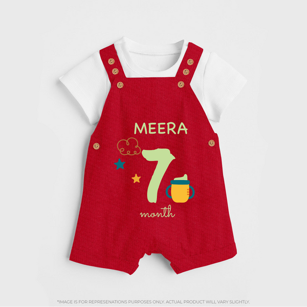 7 Month Old Baby Clothing | Custom Dungaree Set Design | Ideal for Gifting - RED - 0 - 5 Months Old (Chest 18")