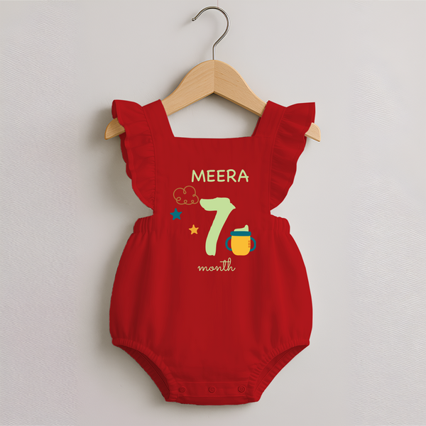 7 Month Old Baby Clothing | Custom Romper Frock Design | Ideal for Gifting - RED - 0 - 3 Months Old (Chest 19")