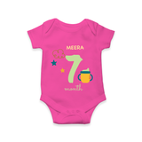 Celebrate Your Baby's Seventh Month With Our Uniquely Customized Baby Romper, Designed For Precious Moments - HOT PINK - 0 - 3 Months Old (Chest 16")