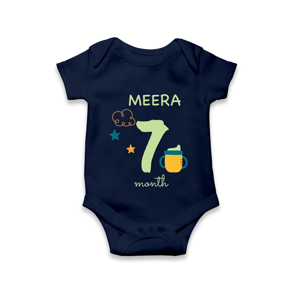 7 Month Old Baby Clothing | Custom Romper/Onesie Design | Ideal for Gifting - NAVY BLUE - New Born (Chest 14")