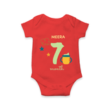 Celebrate Your Baby's Seventh Month With Our Uniquely Customized Baby Romper, Designed For Precious Moments - RED - 0 - 3 Months Old (Chest 16")