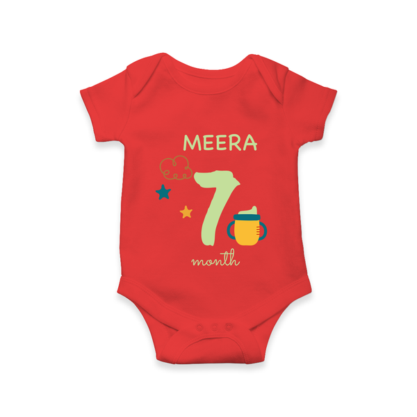 7 Month Old Baby Clothing | Custom Romper/Onesie Design | Ideal for Gifting - RED - New Born (Chest 14")