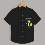 Celebrate The 7th Month Birthday with Custom Shirt, Personalized with your Baby's name - BLACK - 0 - 6 Months Old (Chest 21")