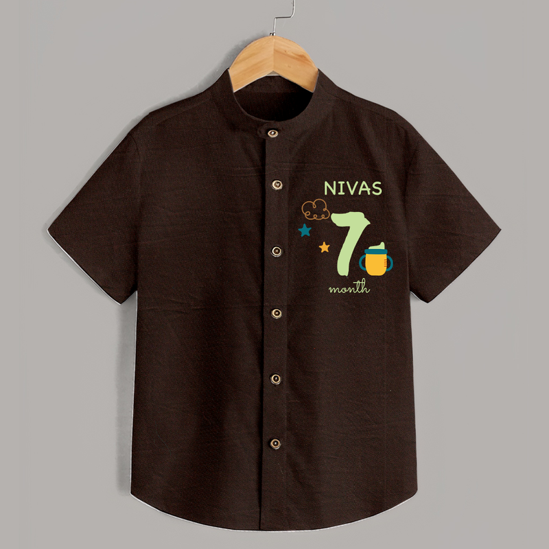 7 Month Old Baby Clothing | Custom Shirt Design | Ideal for Gifting - CHOCOLATE BROWN - 0 - 6 Months Old (Chest 23")
