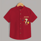 Celebrate The 7th Month Birthday with Custom Shirt, Personalized with your Baby's name - RED - 0 - 6 Months Old (Chest 21")