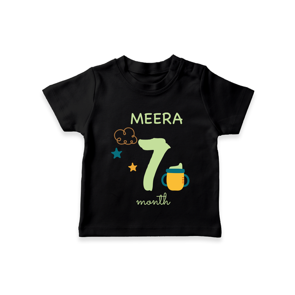 7 Month Old Baby Clothing | Custom T-Shirt Design | Ideal for Gifting - BLACK - 0-5 Months Old (Chest 17")