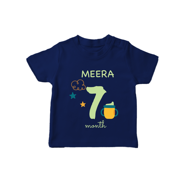 7 Month Old Baby Clothing | Custom T-Shirt Design | Ideal for Gifting - NAVY BLUE - 0-5 Months Old (Chest 17")
