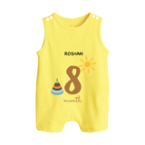 Celebrate Your Baby's Eighth Month With Our Uniquely Customized Baby Romper Suit, Designed For Precious Moments - PASTEL YELLOW - 0 - 5 Months Old (Chest 18")