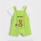 Celebrate Your Baby's Eighth Month With Our Uniquely Customized Baby Dungaree Set, Designed For Precious Moments - GREEN - 0 - 5 Months Old (Chest 18")