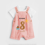 Celebrate Your Baby's Eighth Month With Our Uniquely Customized Baby Dungaree Set, Designed For Precious Moments - PEACH - 0 - 5 Months Old (Chest 18")