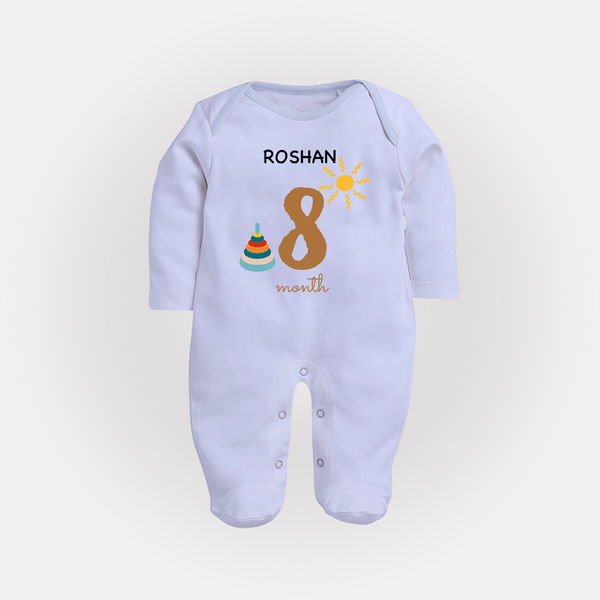 8 Month Old Baby Clothing | Custom Full Sleeve Bodysuit/ Sleep Suit/ Jumpsuit Design | Ideal for Gifting - BABY BLUE - New Born (Chest 7.5")