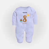 Celebrate Your Baby's Eighth Month With Our Uniquely Customized Baby Sleep Suit, Designed For Precious Moments - BABY BLUE - New Born (Chest 7.5")