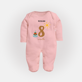 Celebrate Your Baby's Eighth Month With Our Uniquely Customized Baby Sleep Suit, Designed For Precious Moments - BABY PINK - New Born (Chest 7.5")