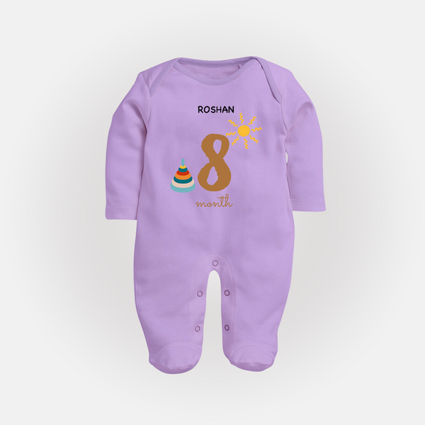 Celebrate Your Baby's Eighth Month With Our Uniquely Customized Baby Sleep Suit, Designed For Precious Moments - LILAC - New Born (Chest 7.5")