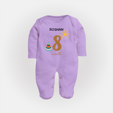 8 Month Old Baby Clothing | Custom Full Sleeve Bodysuit/ Sleep Suit/ Jumpsuit Design | Ideal for Gifting - LILAC - New Born (Chest 7.5")