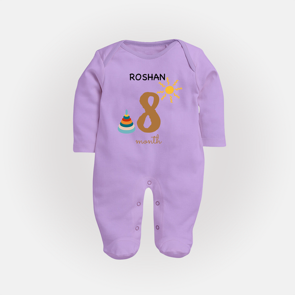 8 Month Old Baby Clothing | Custom Full Sleeve Bodysuit/ Sleep Suit/ Jumpsuit Design | Ideal for Gifting - LILAC - New Born (Chest 7.5")