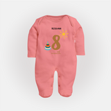 Celebrate Your Baby's Eighth Month With Our Uniquely Customized Baby Sleep Suit, Designed For Precious Moments - PEACH - New Born (Chest 7.5")