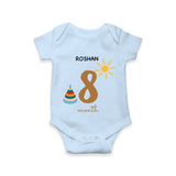 Celebrate Your Baby's Eighth Month With Our Uniquely Customized Baby Romper, Designed For Precious Moments - BABY BLUE - 0 - 3 Months Old (Chest 16")