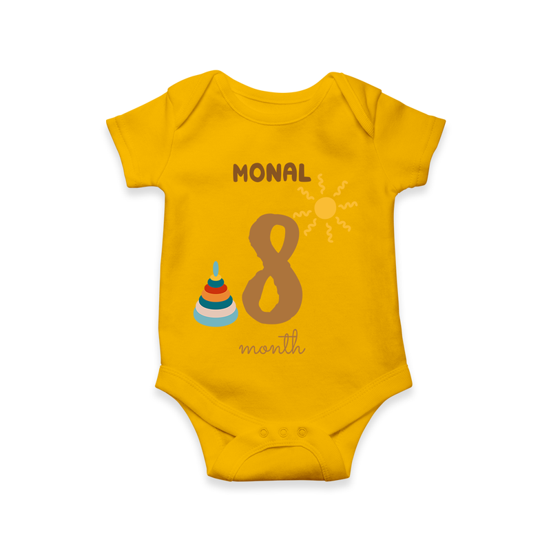 Celebrate The 8th Month Birthday Custom Romper, Personalized with your Baby's name