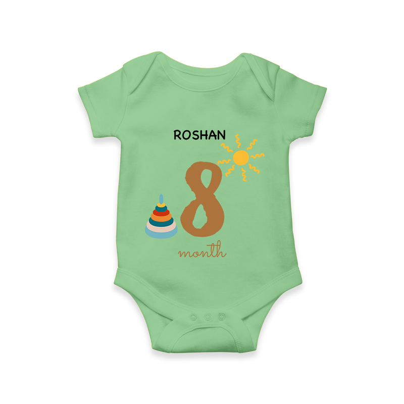 Celebrate Your Baby's Eighth Month With Our Uniquely Customized Baby Romper, Designed For Precious Moments - GREEN - 0 - 3 Months Old (Chest 16")