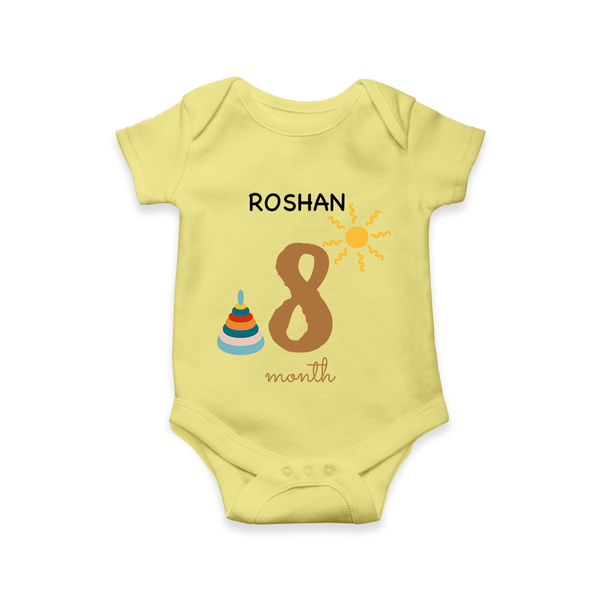 8 Month Old Baby Clothing | Custom Romper/Onesie Design | Ideal for Gifting - PASTEL YELLOW - New Born (Chest 14")