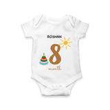 Celebrate Your Baby's Eighth Month With Our Uniquely Customized Baby Romper, Designed For Precious Moments - WHITE - 0 - 3 Months Old (Chest 16")