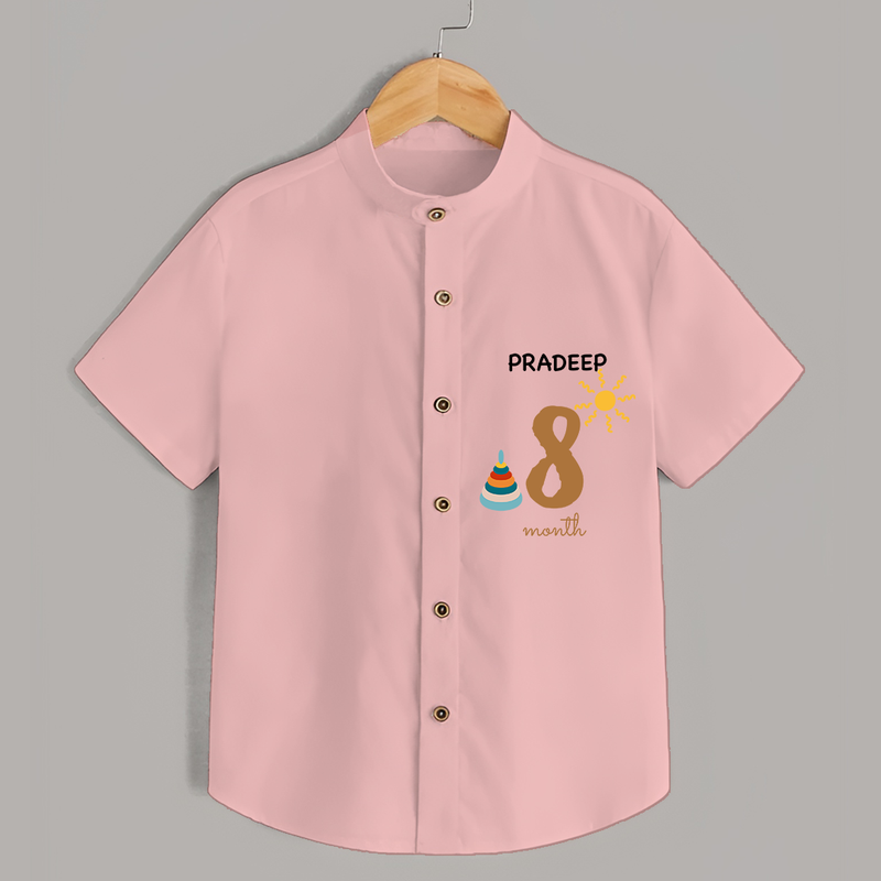 Celebrate The 8th Month Birthday with Custom Shirt, Personalized with your Baby's name - PEACH - 0 - 6 Months Old (Chest 21")