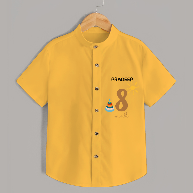 Celebrate The 8th Month Birthday with Custom Shirt, Personalized with your Baby's name - YELLOW - 0 - 6 Months Old (Chest 21")