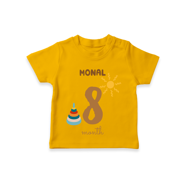 Celebrate The 8th Month Birthday Custom T-Shirt, Personalized with your Baby's name - CHROME YELLOW - 0 - 5 Months Old (Chest 17")