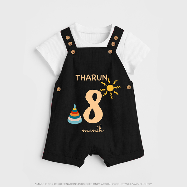 8 Month Old Baby Clothing | Custom Dungaree Set Design | Ideal for Gifting - BLACK - 0 - 5 Months Old (Chest 18")
