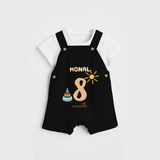 Celebrate The 8th Month Birthday Custom Dungaree, Personalized with your Baby's name - BLACK - 0 - 5 Months Old (Chest 17")